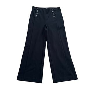 Ann Taylor Factory Sailor Button Wide Leg Pants Black Women’s Size 6 Business